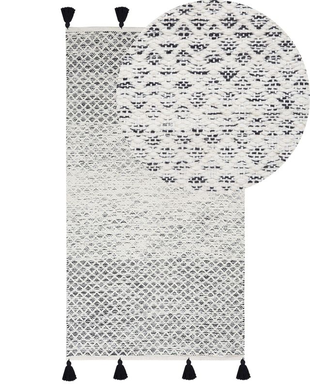 Dywan bawełniano-wełniany 80 x 150 cm czarno-biały Gemlik 1 szt.