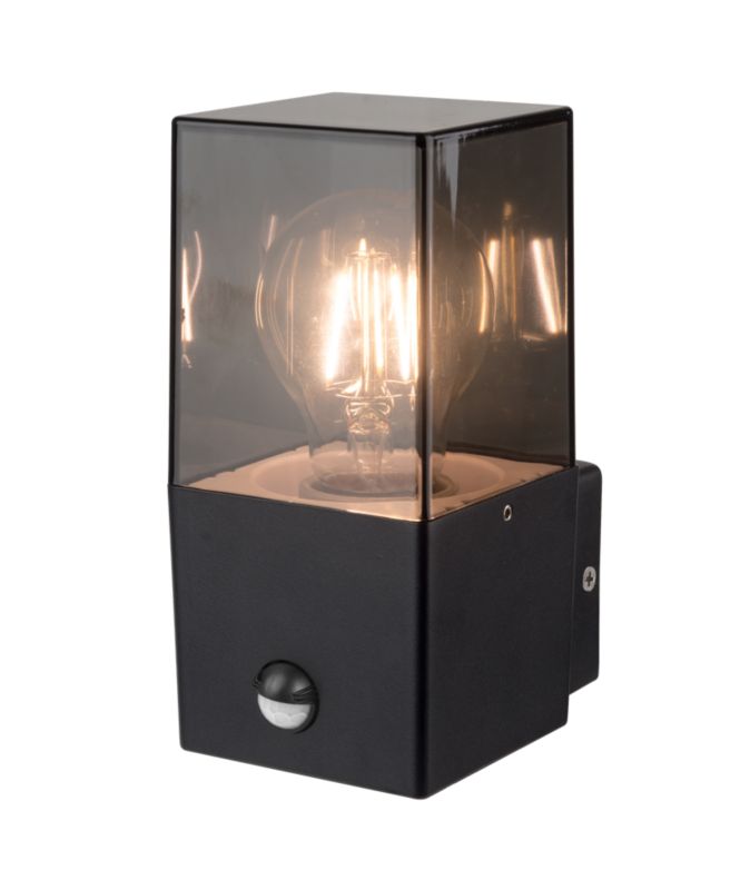 Kinkiet LED XUDO E27 z czujnikiem ruchu PIR IP44 Czarny Kwadratowy 1 szt.