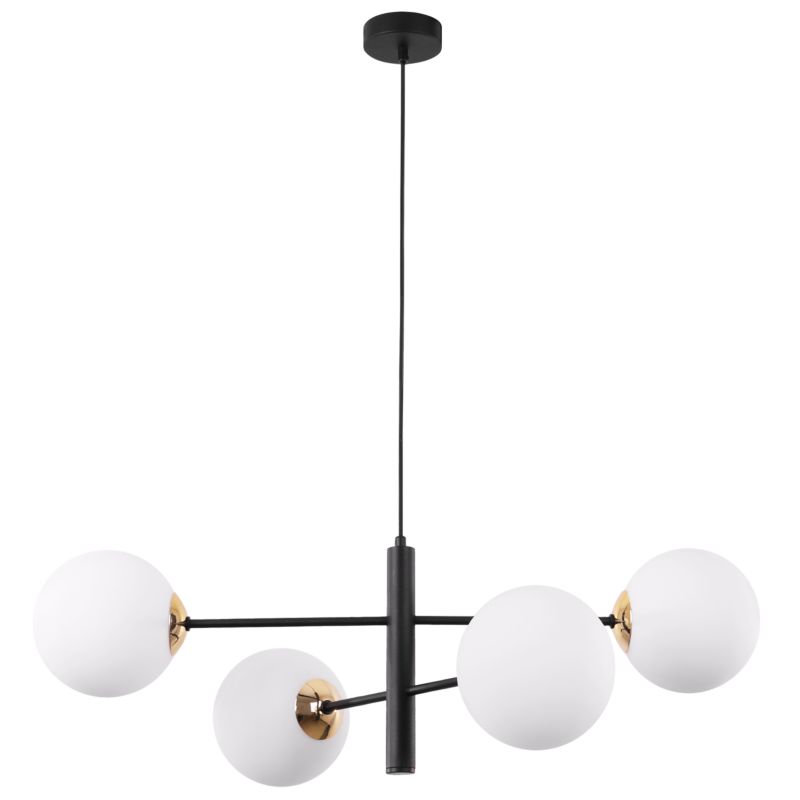 Lampa sufitowa wisząca Light Home LH Siena 4x E14 40W czarny/złoty klosz biały 1szt.