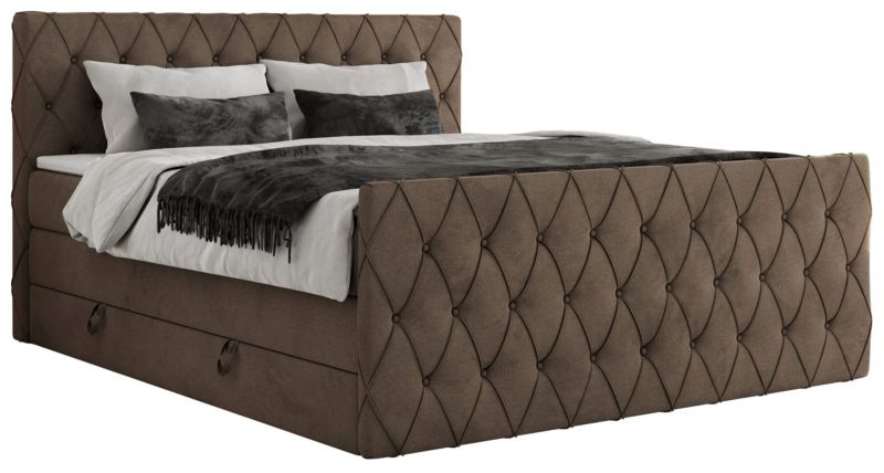 Łóżko kontynentalne MKS Meble MIREN KING DUO 160x200 H4 Brązowy welvet 1szt.