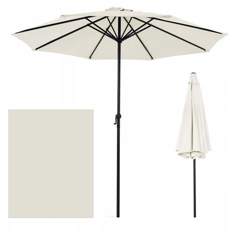 Parasol Ogrodowy Focus Garden Duży Składany Moorea z Masztem Beżowy 3m 300cm Regulowany 1 Szt