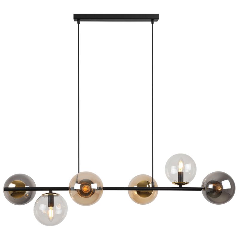 Lampa sufitowa wisząca Light Home LH Siena 6x E14 40W czarny/złoty klosz mieszany 1szt.