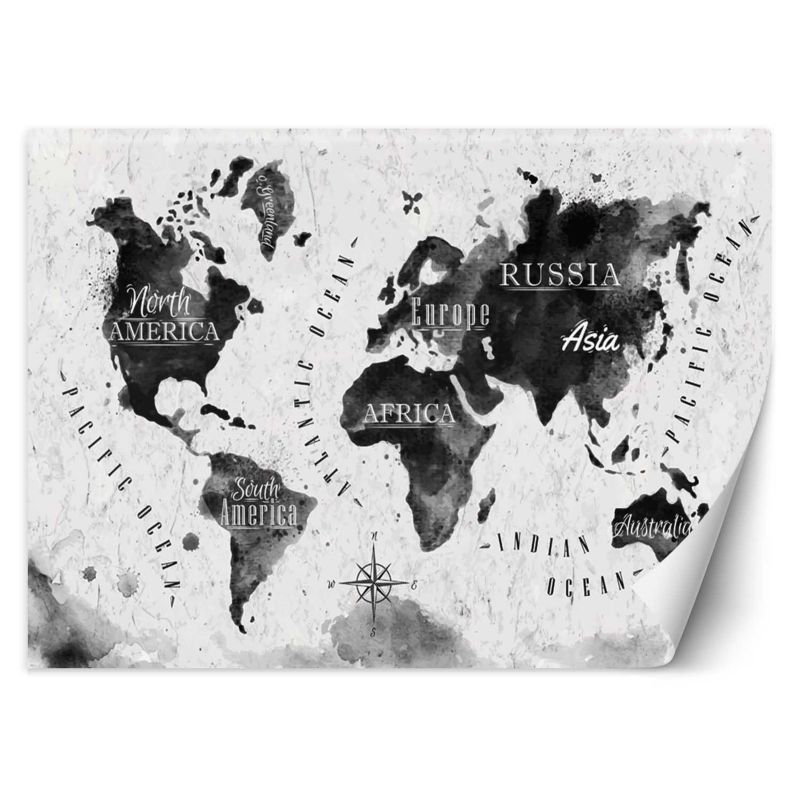 Fototapeta Feeby Monochromatyczna mapa świata watercolor 200x140 1 szt