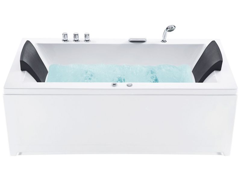 Wanna narożna LED lewa z hydromasażem 183 x 90 cm biała Varadero 1 szt.