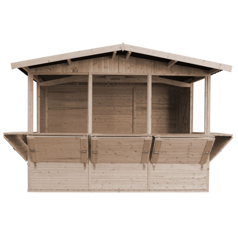 Drewniany pawilon-kiosk ogrodowy Timbela 6 m² M150B drewno naturalne, 5 okna, 1 szt.