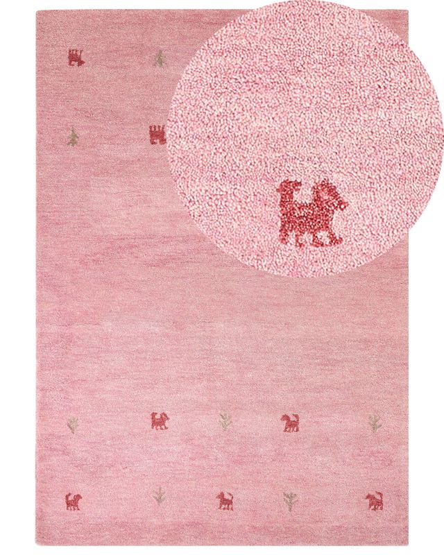 Dywan wełniany gabbeh 160 x 230 cm różowy Yulafi 1 szt.