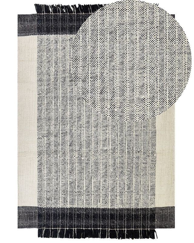 Dywan wełniany 160 x 230 cm biało-czarny Ketenli 1 szt.