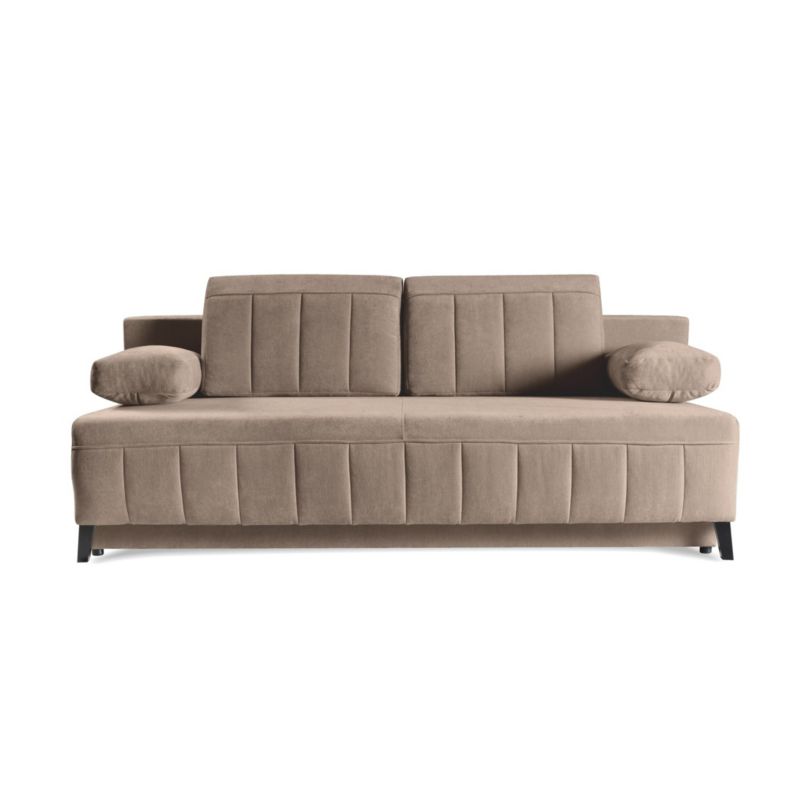 Sofa z przeszyciami Bettso Aruna z wygodnymi poduszkami do salonu brązowy 1szt.