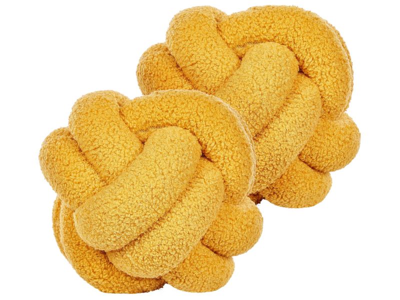 Zestaw 2 poduszek Jednolity Malni Boucle 19 x 19 cm Musztardowy 1 par.