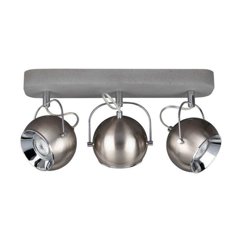 Lampa Sufitowa SPOT Light 3xGU10 LED 5W Klasyczne Połączenie Satyny z Szarym Betonem, Polski Producent, 1 szt.
