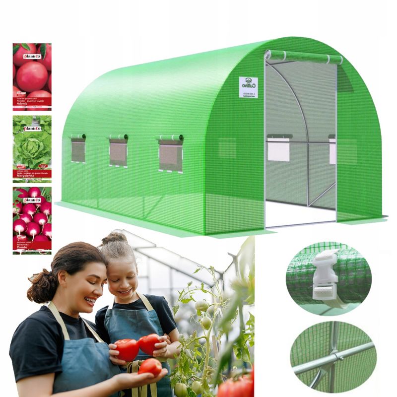 Tunel Foliowy Cultivo Ogrodowy Szklarnia Folia 2,5x4 4x2,5m Zielony Stelaż 25m 1 szt