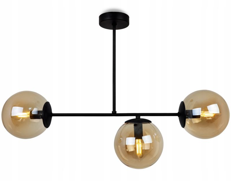 Lampa sufitowa wisząca Light Home LH Tulza 3x E14 40W klosz czarny/złoty 1szt.