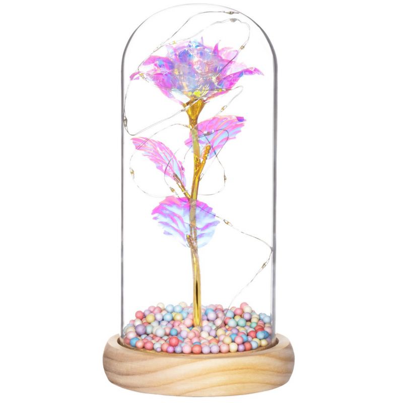 Wieczna róża w szkle Springos 22 cm świecąca LED 1 szt.