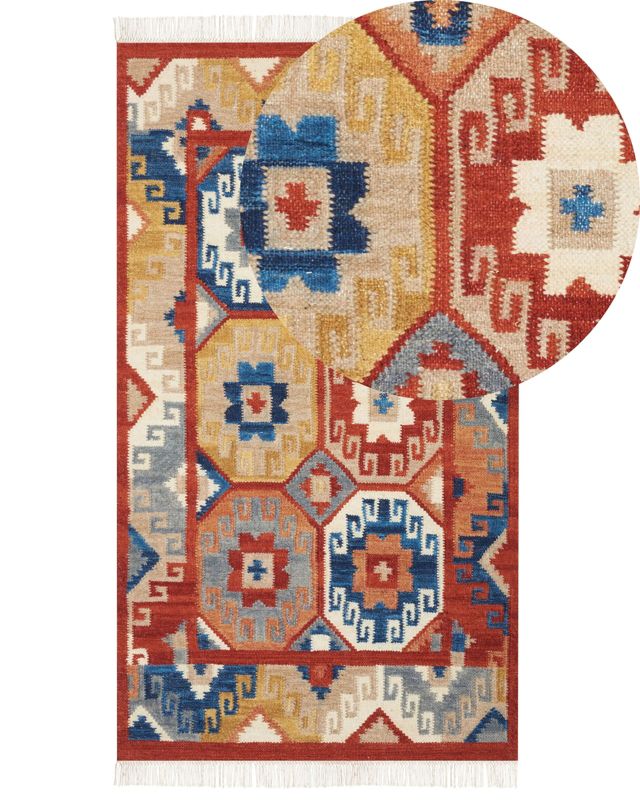 Dywan wełniany kilim 80 x 150 cm wielokolorowy Lusarat 1 szt.