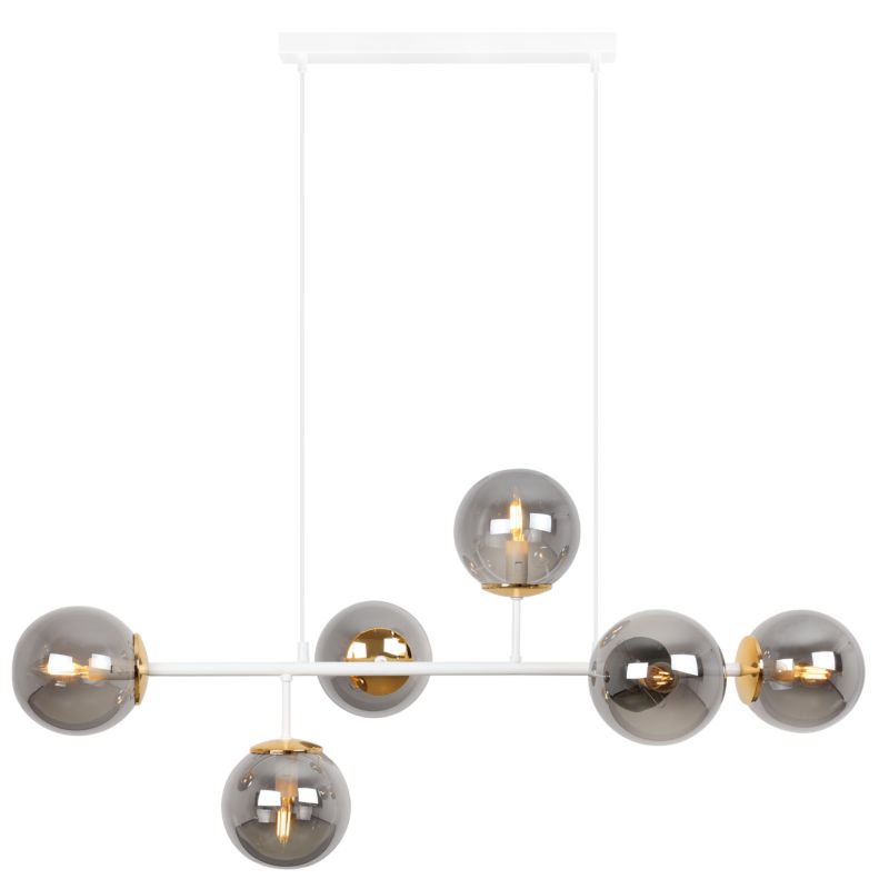 Lampa sufitowa wisząca Light Home LH Siena 6x E14 40W biały/złoty klosz gafitowy 1szt.