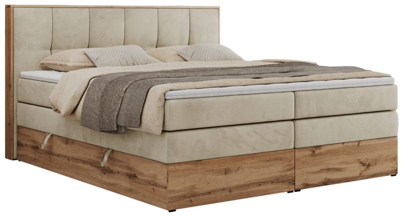 Łóżko kontynentalne MKS Meble ALBERO 1 KING 140x200 H3 Beżowy welvet 1szt.