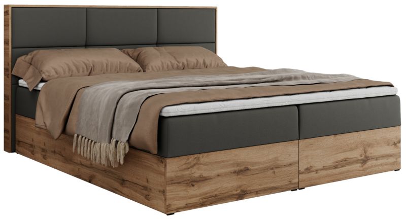 Łóżko kontynentalne MKS Meble ALBERO 2 160x200 H3 Szary ecoskóra 1szt.