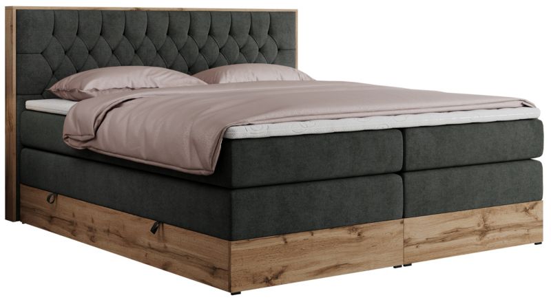 Łóżko kontynentalne MKS Meble AMORE KING 140x200 H4 ciemnoszary struktura 1szt.