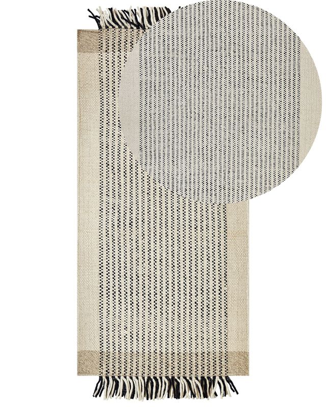 Dywan wełniany 80 x 150 cm beżowo-czarny Divarli 1 szt.