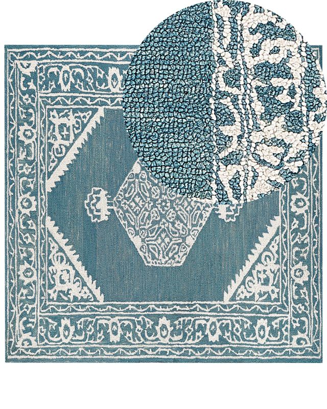 Dywan wełniany 200 x 200 cm biało-niebieski Gevas 1 szt.