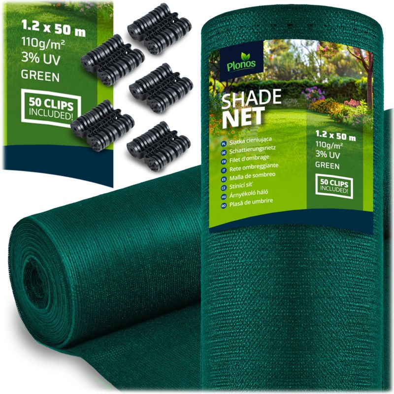 Siatka cieniująca Plonos 1,2x50m maskująca mata na płot ogrodzenie osłona zielona 80% + UV 1 szt.