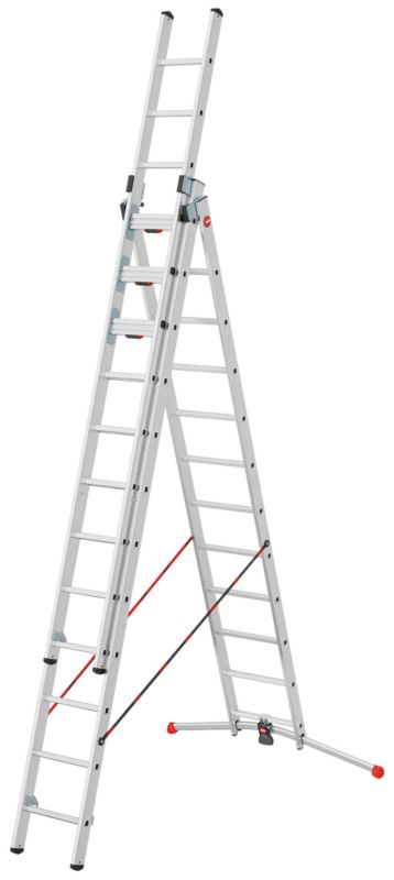 Drabina aluminiowa HAILO S120 Pro, 3x12 szczebli, 3 obrotowe stopnie, 1 szt.
