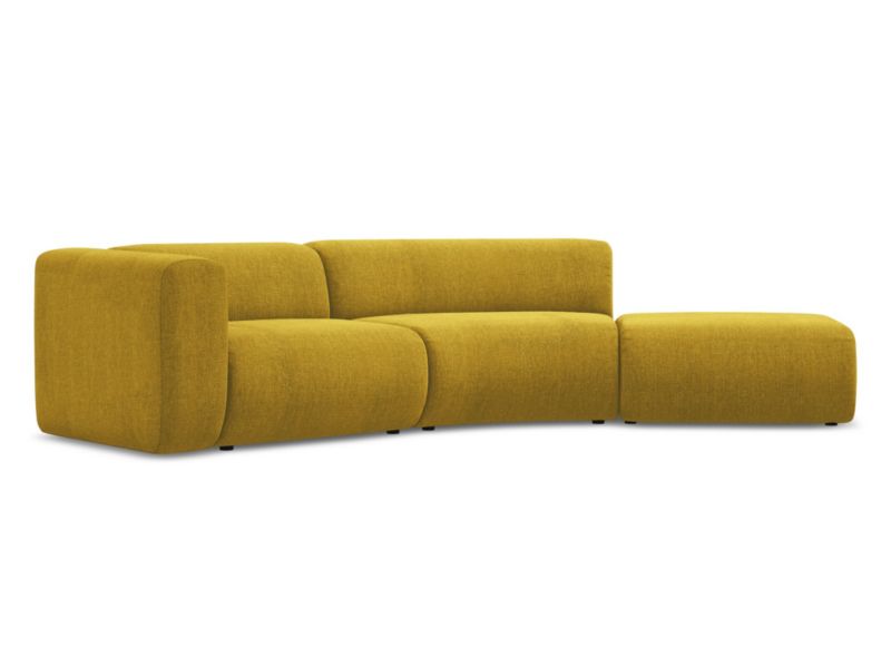 4-osobowa kanapa modułowa prawa Makamii Ekahi z tkaniny szenilowej 335x166 cm musztardowy 1 szt.