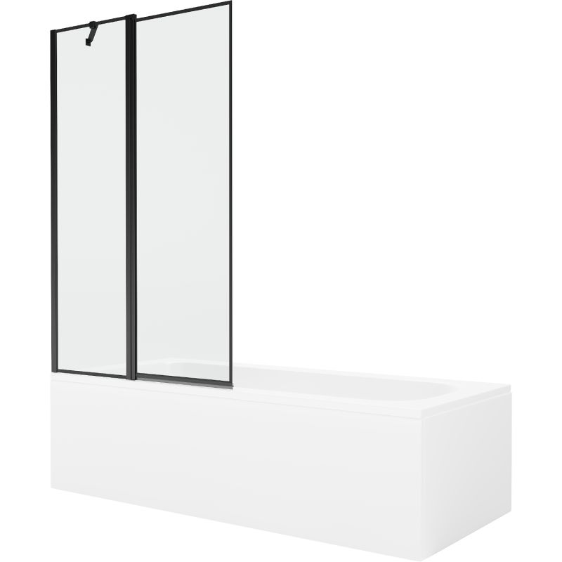 Wanna prostokątna Mexen Vega 150 x 70 cm z obudową i parawanem 1-skrzydłowym 100 cm czarny wzór 550115070X9410117070 1 szt.