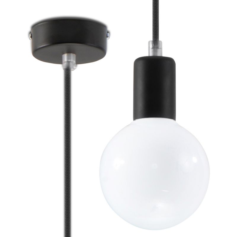 Lampa wisząca Sollux Lighting EDISON czarna 1 szt.