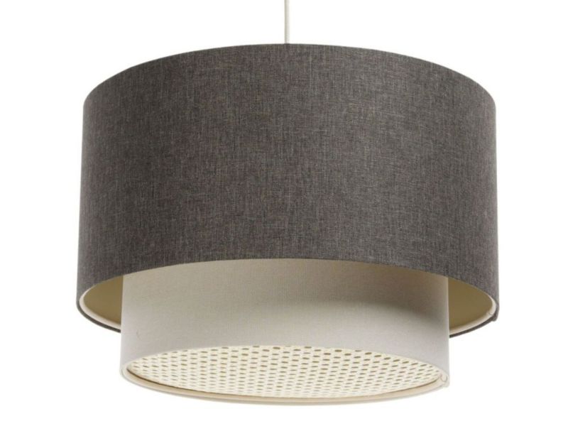 Lampa Bps Koncept wisząca ERUTAN DOUBLE RATTAN 60 szara/kremowa 1 szt