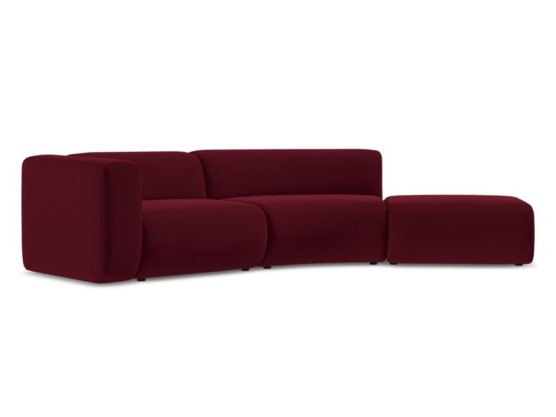 4-osobowa kanapa modułowa prawa Makamii Ekahi z weluru 335x166 cm burgundowy 1 szt.