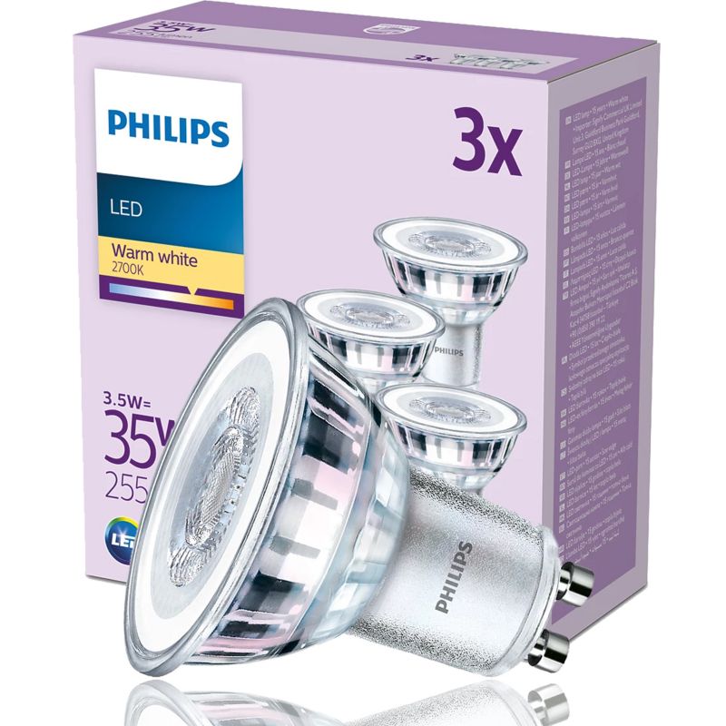 Zestaw 3x żarówka LED Philips Classic 35W GU10 WW 36D ND 3CT/6 EC 1op.