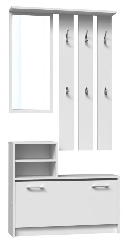 Garderoba Topeshop Vera Wieszak Lustro Szafka na Buty - Biel 24x85x180 cm 1 szt.