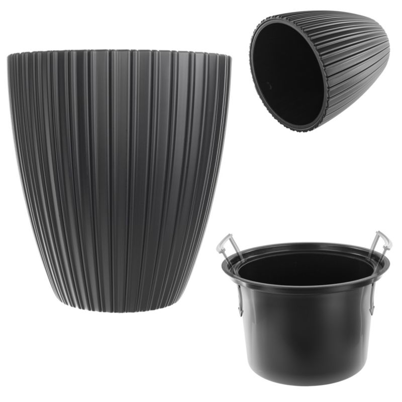 Doniczka KADAX Donica Na Kwiaty 40cm Osłonka Z Wkładem Kwietnik Plastikowa Czarna 1 szt.