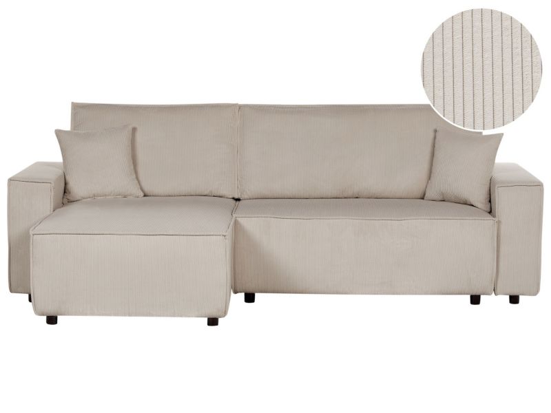 Sofa rozkładana Abacka Beżowy Sztruks Prawostronny 1 szt.