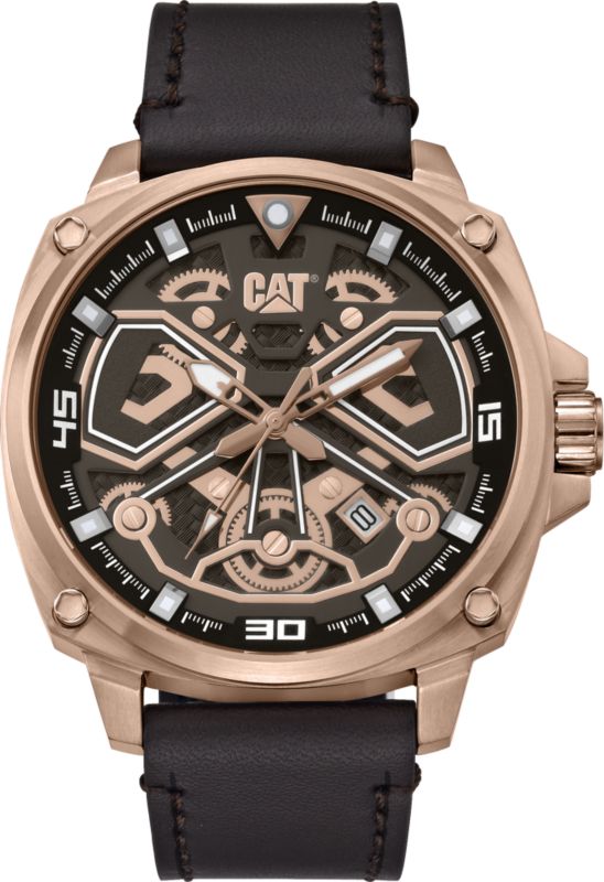 Zegarek stalowy Caterpillar 44mm skórzany pasek 1szt.