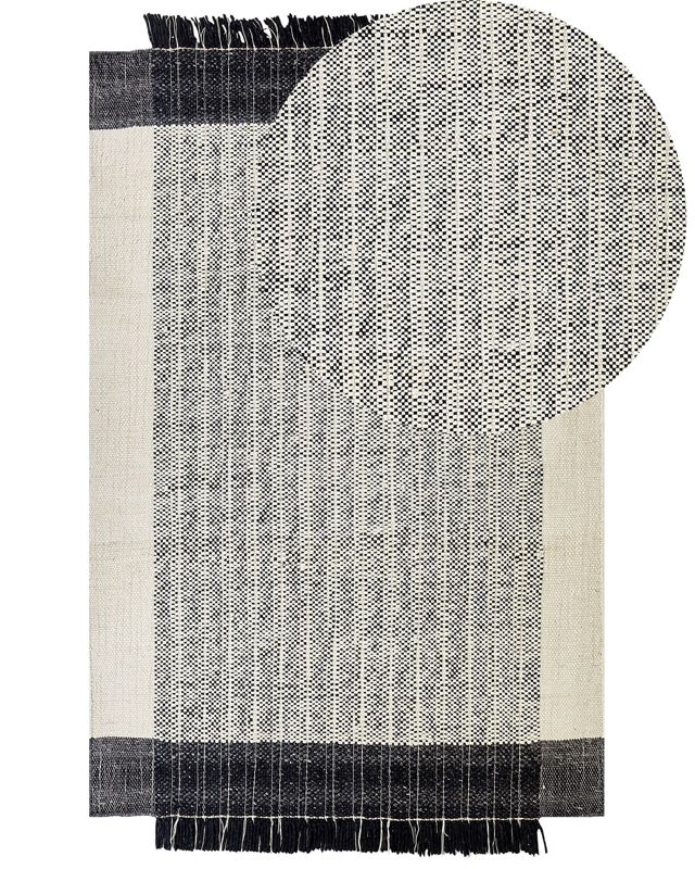 Dywan wełniany 140 x 200 cm biało-czarny Ketenli 1 szt.