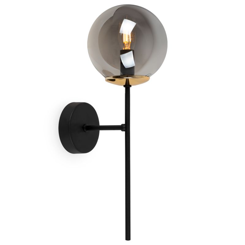 Lampa ścienna kinkiet Light Home LH Siena 1x E14 40W czarny/złoty klosz grafitowy 1szt.