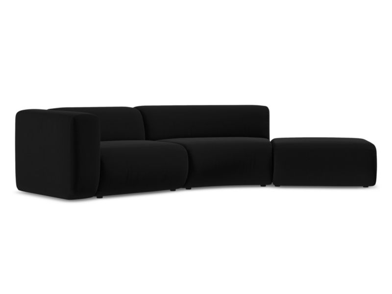 4-osobowa kanapa modułowa prawa Makamii Ekahi z weluru 335x166 cm czarny 1 szt.