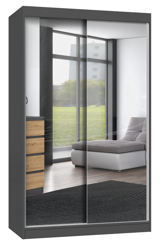 Szafa Przesuwna Topeshop IGA 120 CM DRZWI 2 LUSTRA ANTRACYT / DĄB ARTISAN61x120x200 cm 1 szt.