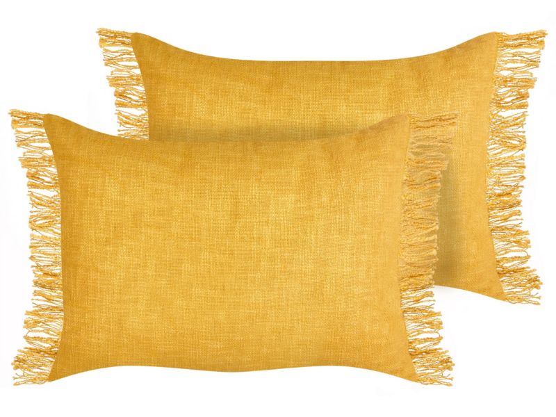 Zestaw 2 poduszek Jednolity Maba Bawełna 50 x 35 cm Żółty 1 par.