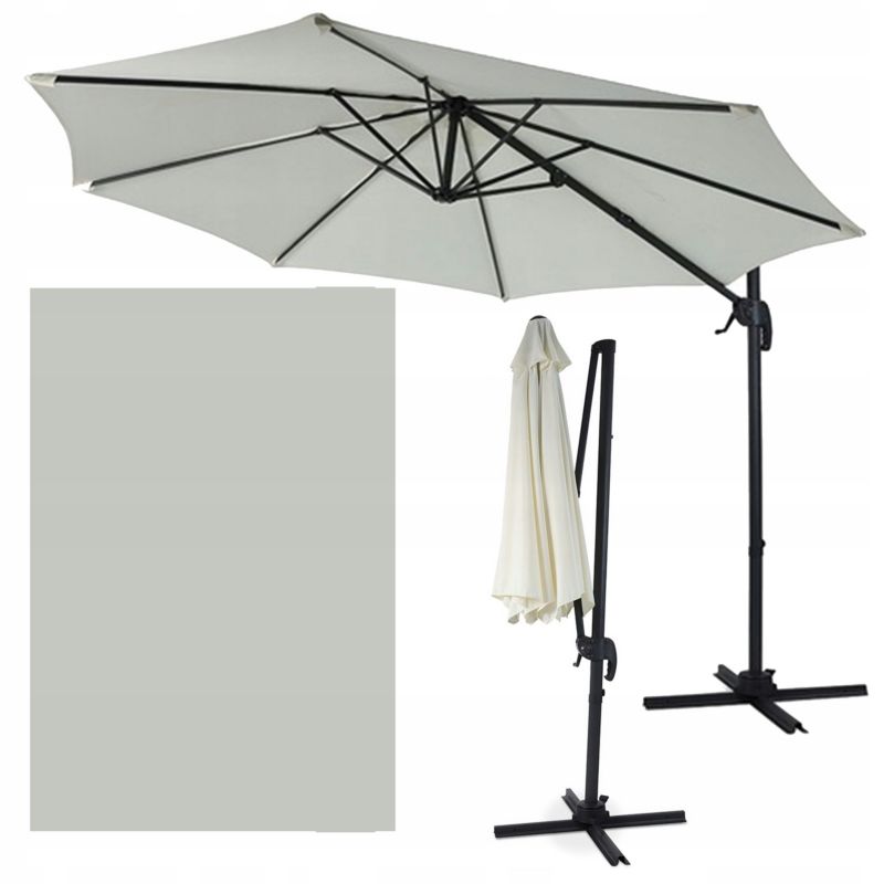 Parasol Ogrodowy Focus Garden Składany z Masztem Bocznym Havana Beige 3m Wzmacniany 1 Szt