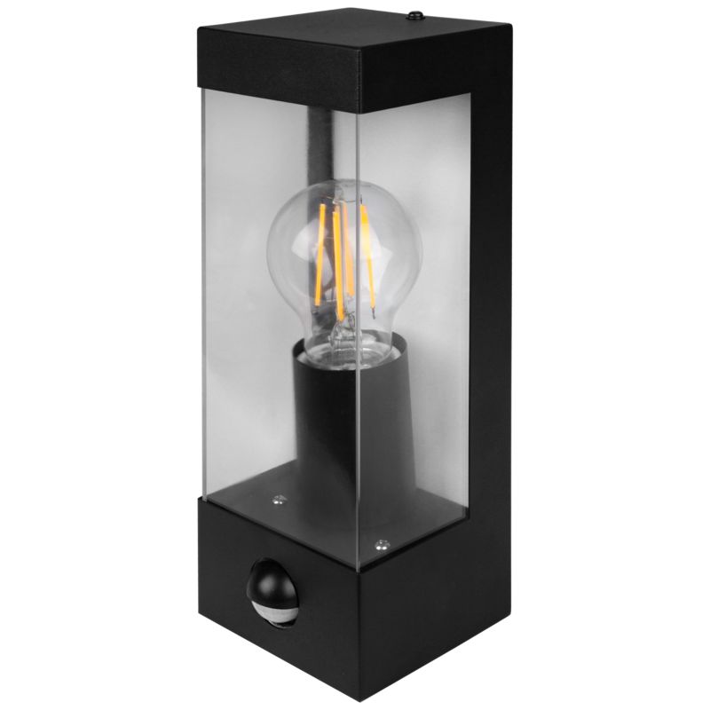 Kinkiet LED XUDO E27 z czujnikiem ruchu PIR IP44 Czarny Kwadratowy 1 szt.