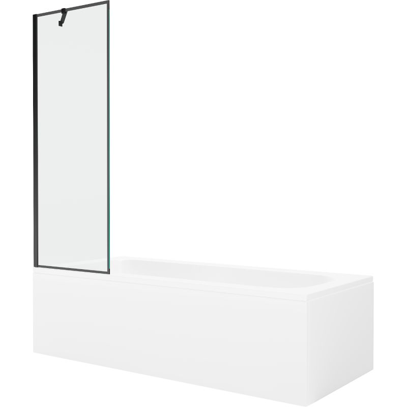 Wanna prostokątna Mexen Vega 180 x 80 cm z obudową i parawanem 1-skrzydłowym 60 cm czarny wzór 550118080X9506007070 1 szt.