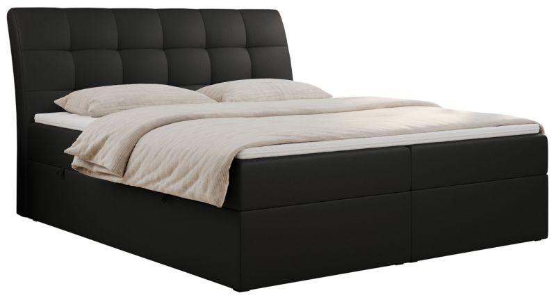 Łóżko kontynentalne MKS Meble DIEGOS 140x200 H4 Czarny ecoskóra 1szt.