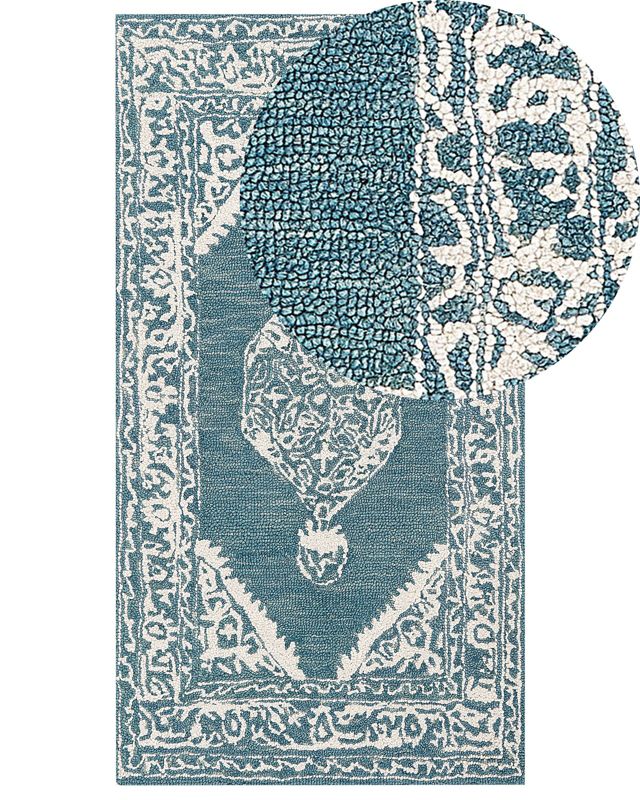 Dywan wełniany 80 x 150 cm biało-niebieski Gevas 1 szt.