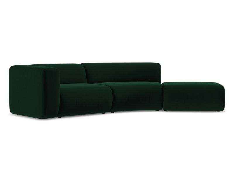 4-osobowa kanapa modułowa prawa Makamii Ekahi z weluru 335x166 cm butelkowa zieleń 1 szt.