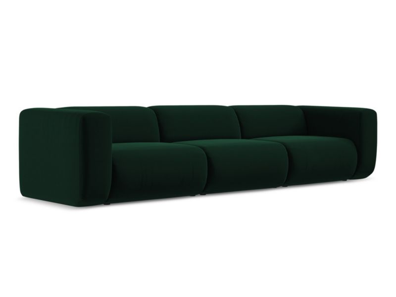 4-osobowa kanapa modułowa Makamii Ekahi z weluru 319x89 cm butelkowa zieleń 1 szt.