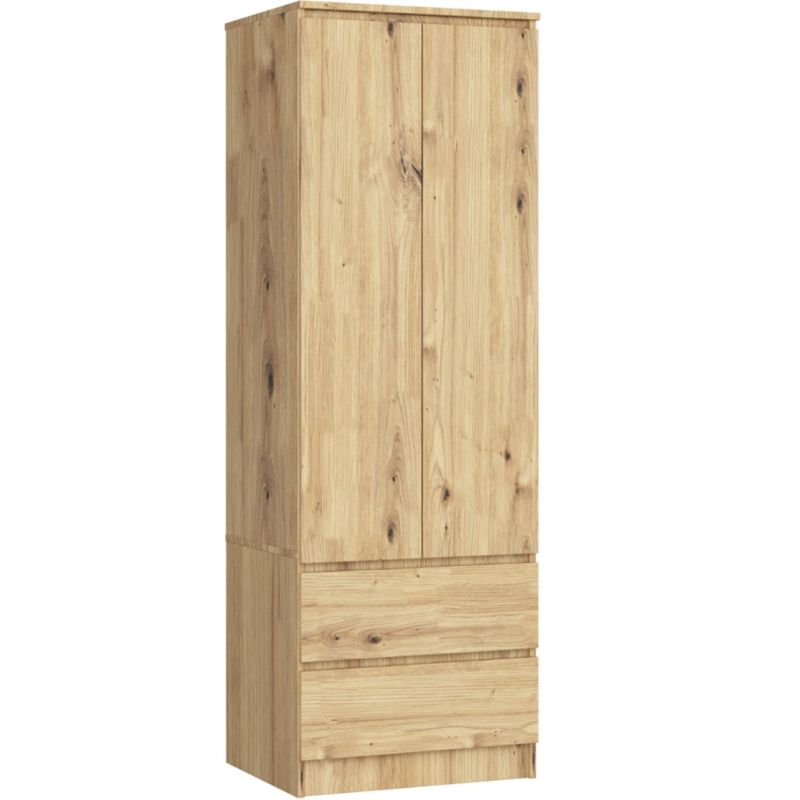 Szafa Akord S60 Dąb Artisan 60 cm 2 drzwi 2 szuflady kolor Dąb Artisan mat 1 półka 60x51x180 cm 1 szt.