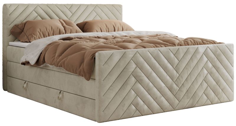 Łóżko kontynentalne MKS Meble PARIS KING DUO 140x200 H3 Beżowy welvet 1szt.